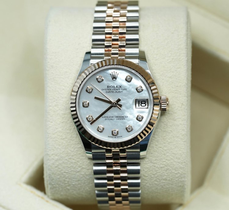 Rolex Datejust 31 2024 Steel Rose Datejust 31 White Mother Of Pearl Diamond Dial Unworn Box Papers 278271