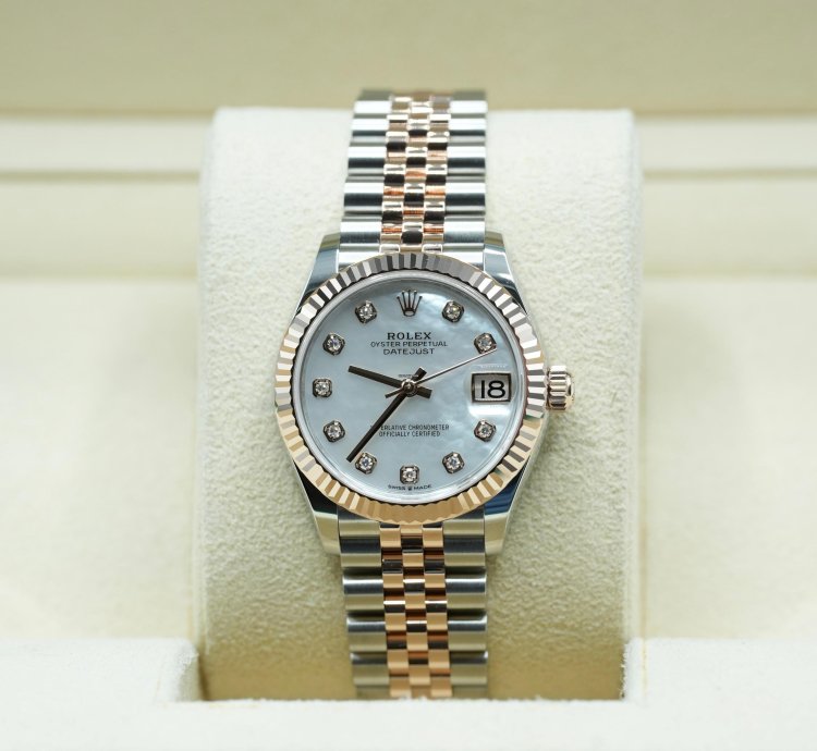 Rolex Datejust 31 2024 Steel Rose Datejust 31 White Mother Of Pearl Diamond Dial Unworn Box Papers 278271
