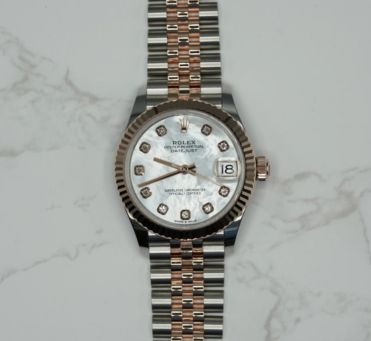 Rolex Datejust 31 2024 Steel Rose Datejust 31 White Mother Of Pearl Diamond Dial Unworn Box Papers 278271