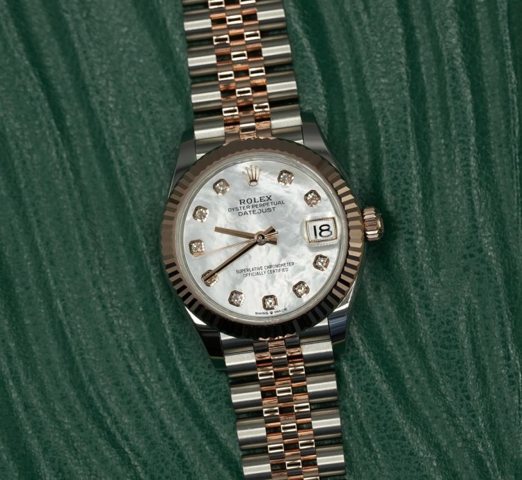 Rolex Datejust 31 2024 Steel Rose Datejust 31 White Mother Of Pearl Diamond Dial Unworn Box Papers 278271
