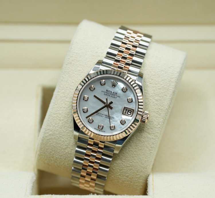 Rolex Datejust 31 2024 Steel Rose Datejust 31 White Mother Of Pearl Diamond Dial Unworn Box Papers 278271