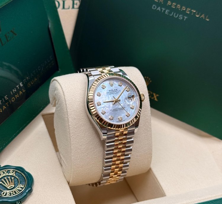 Rolex Datejust 31 2025 New Mother Of Pearl Diamond Two Tone Yellow Gold Fluted Jubilee
