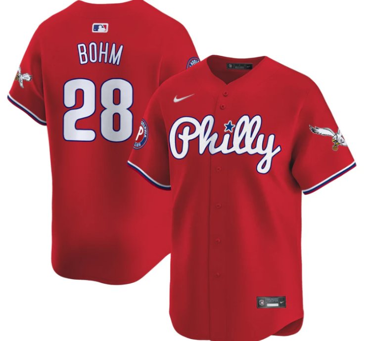 Alec Bohm Jersey 28 Phillies And Eagles Vapor Premier Limited Stitched Red