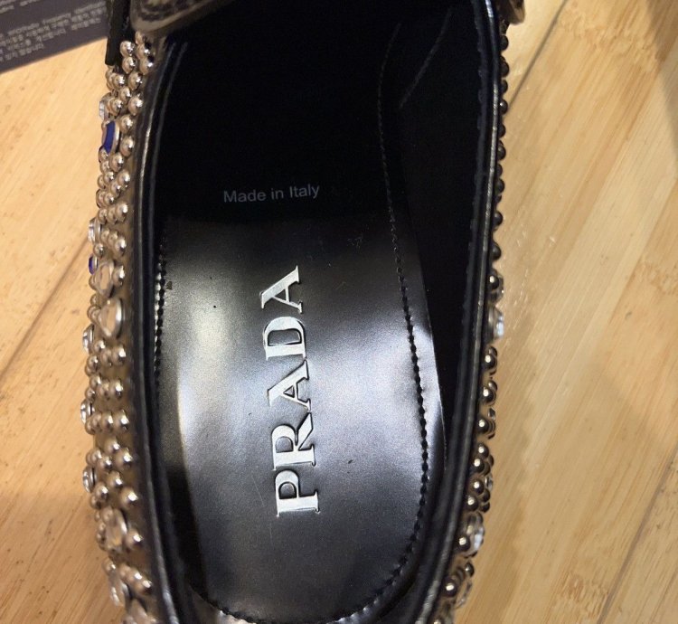Brushed-leather Loafers With Studs And Rhinestones