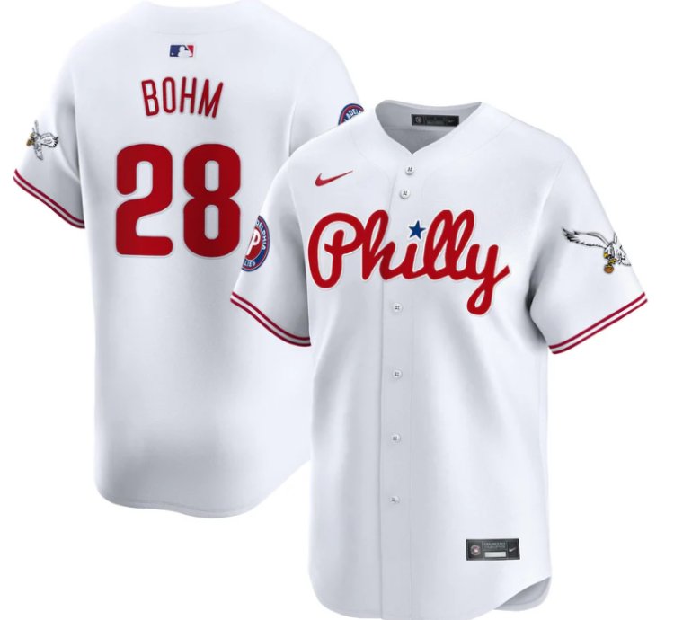 Alec Bohm Jersey 28 Phillies And Eagles Vapor Premier Limited Stitched White