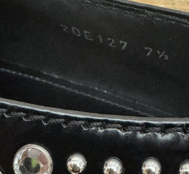 Brushed-leather Loafers With Studs And Rhinestones Size 7 5
