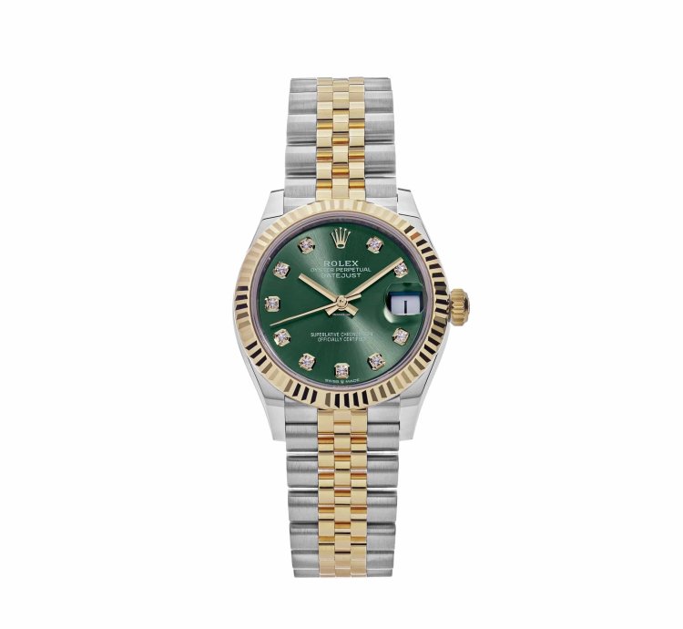 Rolex Datejust 31 278273 Ladies Yellow Gold Stainless Steel Green Dial 2023