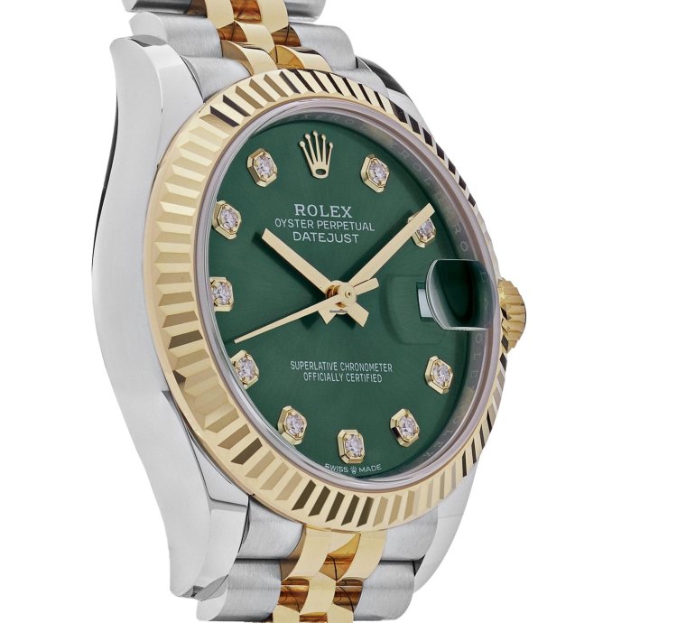 Rolex Datejust 31 278273 Ladies Yellow Gold Stainless Steel Green Dial 2023