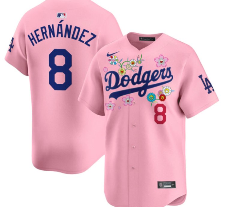 Kike Hernandez Jersey 8 Dodgers X Takashi Murakami 2025 Vapor Limited Stitched Cherry Blossom