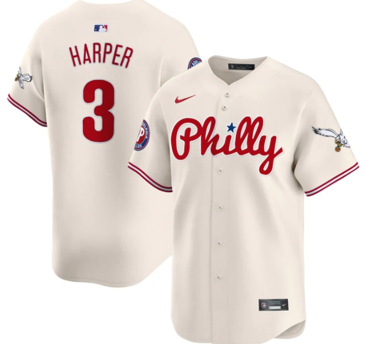 Bryce Harper Jersey 3 Phillies And Eagles Vapor Premier Limited Stitched Cream