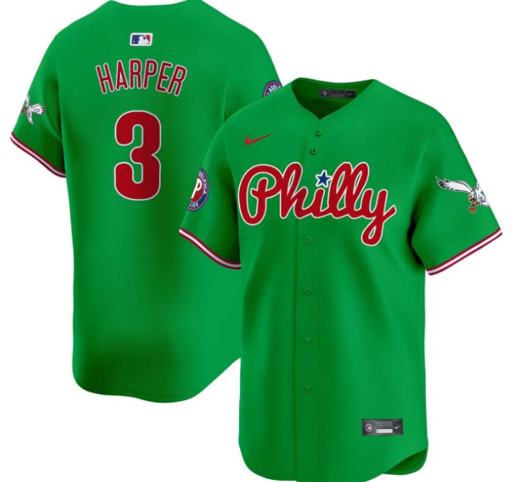 Bryce Harper Jersey 3 Phillies And Eagles Vapor Premier Limited Stitched Green