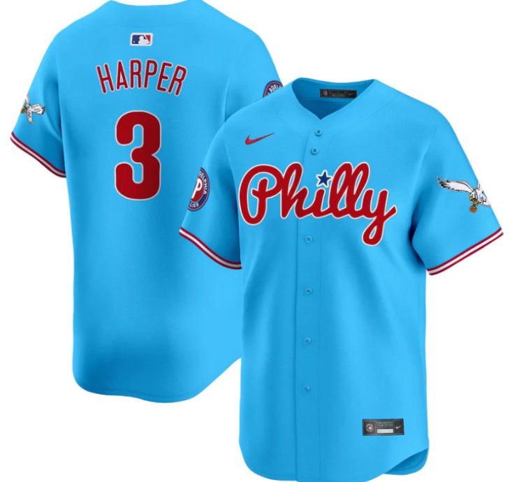 Bryce Harper Jersey 3 Phillies And Eagles Vapor Premier Limited Stitched Light Blue