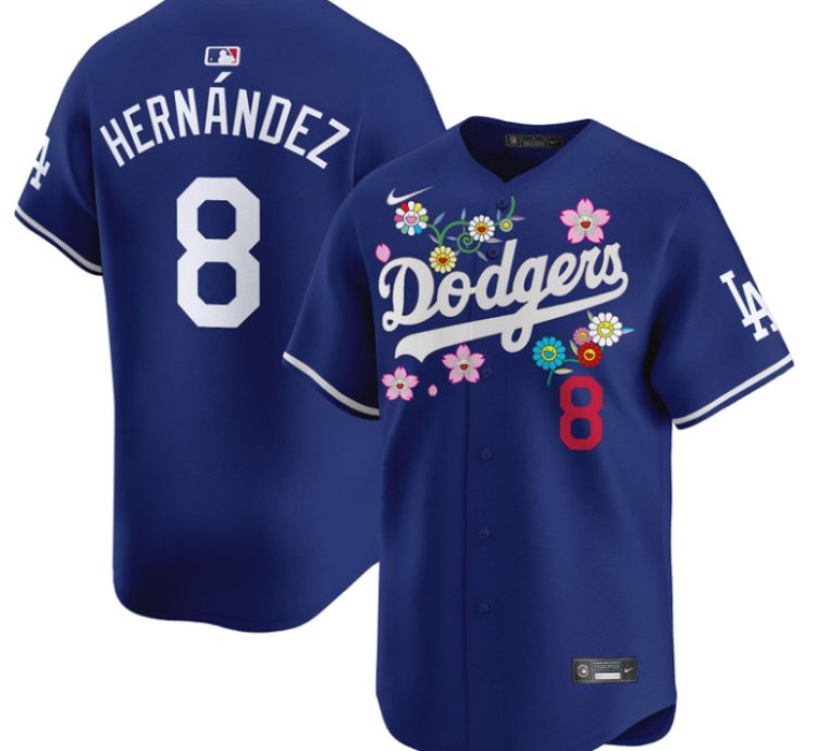 Kike Hernandez Jersey 8 Dodgers X Takashi Murakami 2025 Vapor Limited Stitched Royal