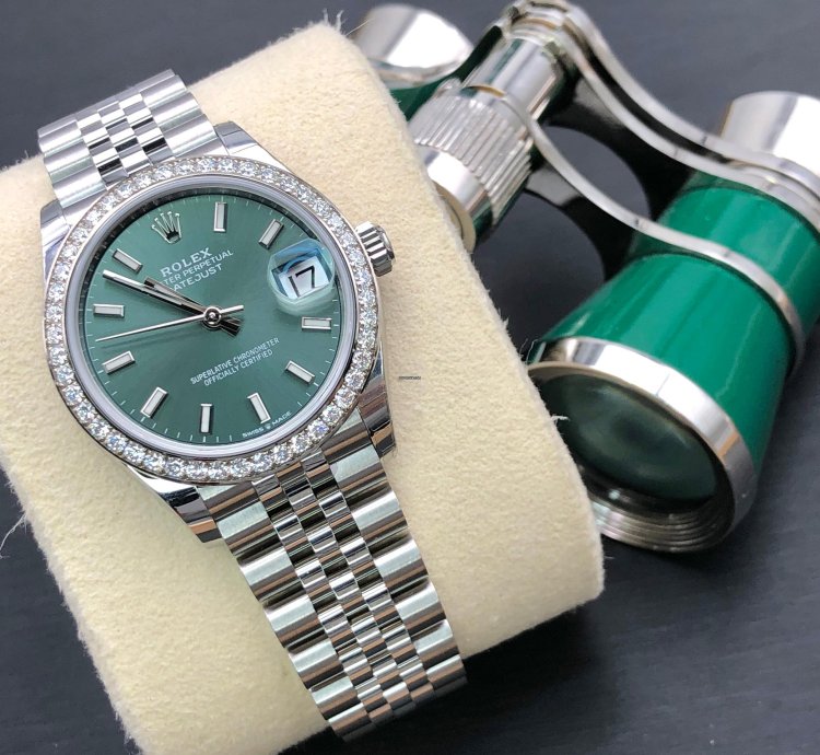 Rolex Datejust 31 278384rbr Green Index Dial Jubilee