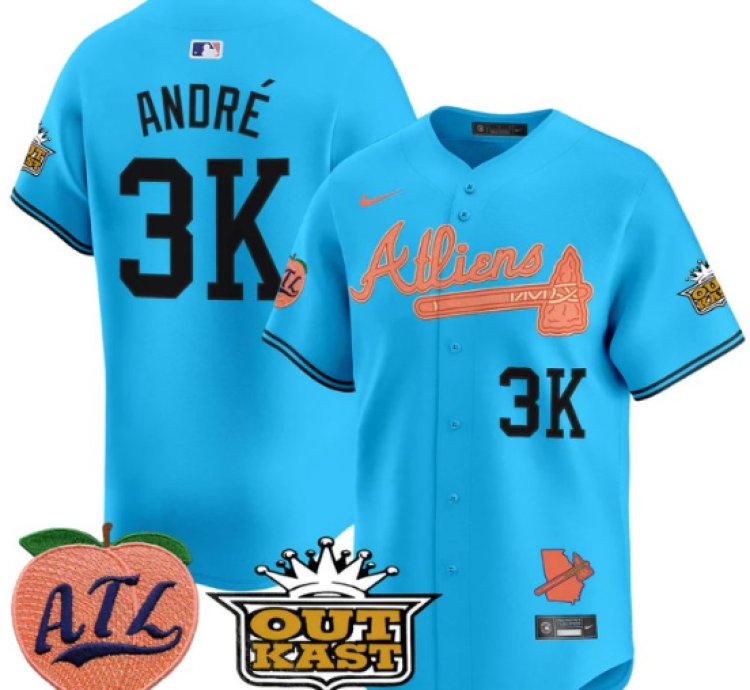 André Jersey 3k Atlanta Braves Atliens Peach Vapor Premier Limited Stitched Light Blue