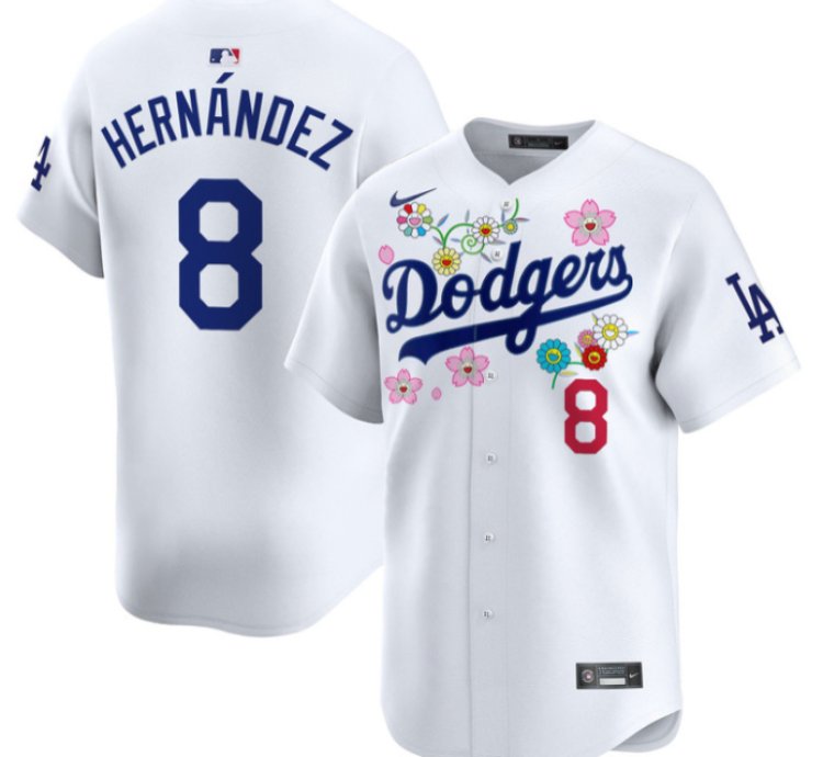 Kike Hernandez Jersey 8 Dodgers X Takashi Murakami 2025 Vapor Limited Stitched White