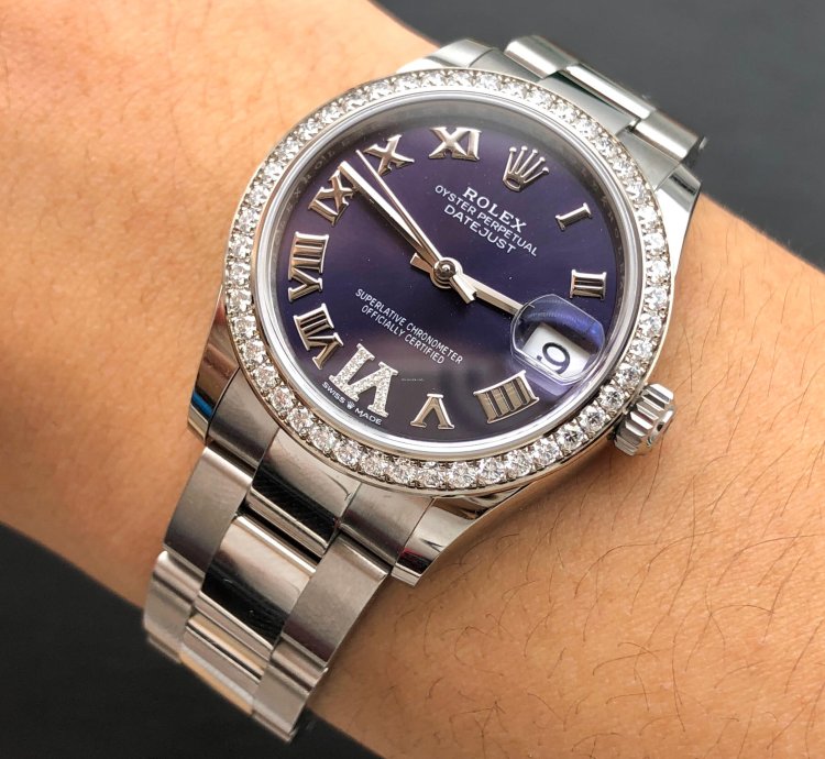 Rolex Datejust 31 278384rbr Viix Purple Roman Dial Diamond Bezel Oyster