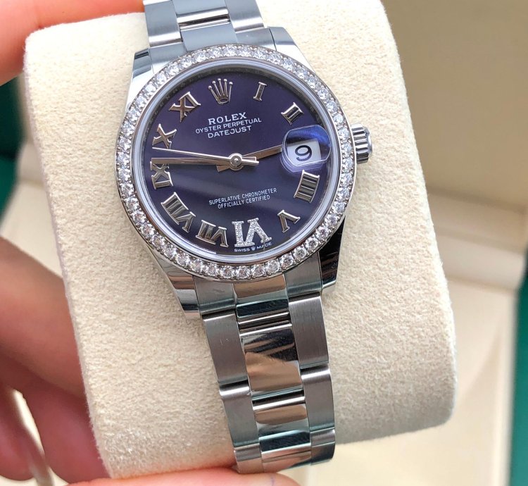 Rolex Datejust 31 278384rbr Viix Purple Roman Dial Diamond Bezel Oyster