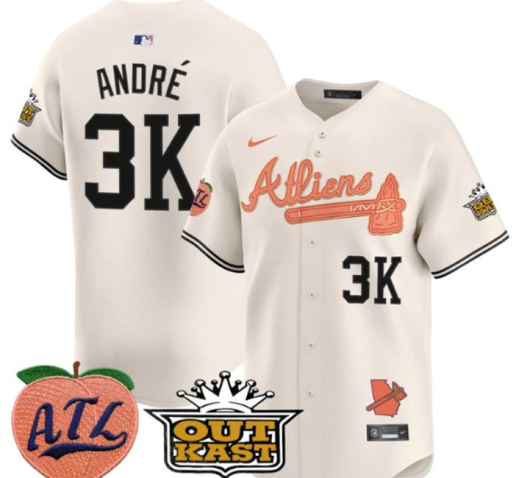 André Jersey 3k Atlanta Braves Atliens Peach Vapor Premier Limited Stitched Cream