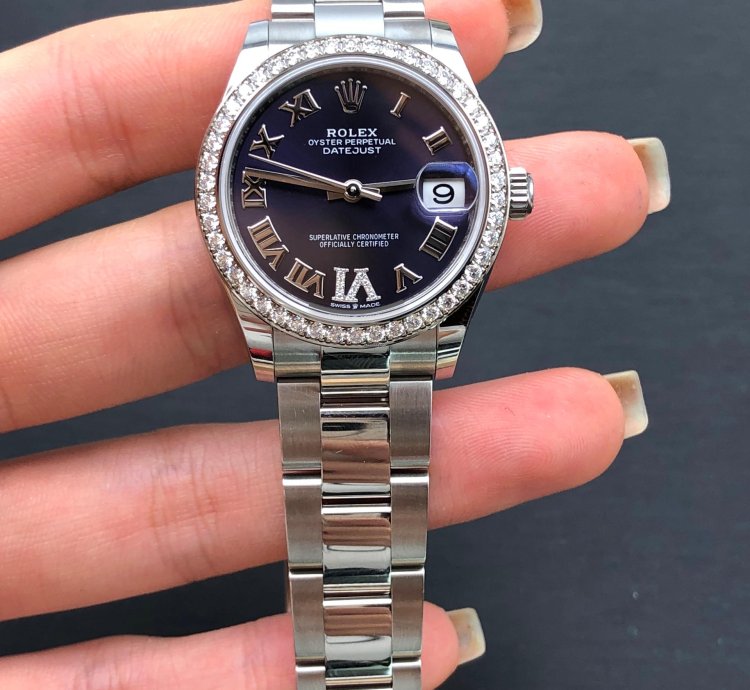 Rolex Datejust 31 278384rbr Viix Purple Roman Dial Diamond Bezel Oyster