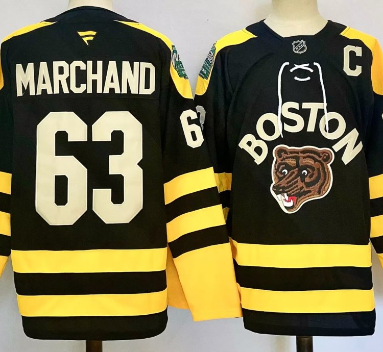 Mens Brad Marchand Jersey 63 Boston Bruins 2023 Winter Classic Stitched