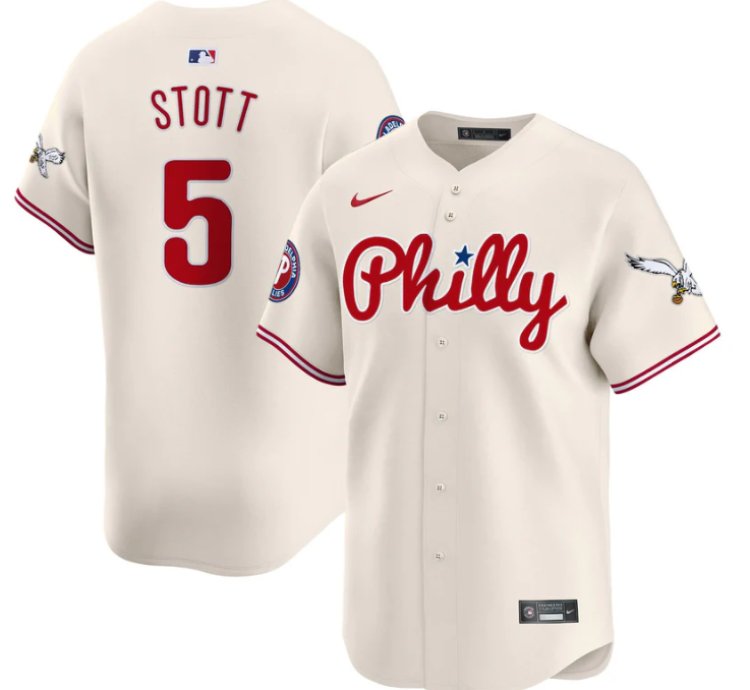 Bryson Stott Jersey 5 Phillies And Eagles Vapor Premier Limited Stitched Cream