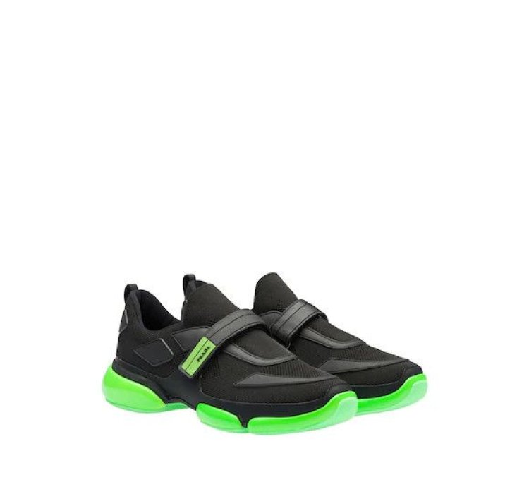 Cloudust Technical Fabric Sneakers In Black Green Color
