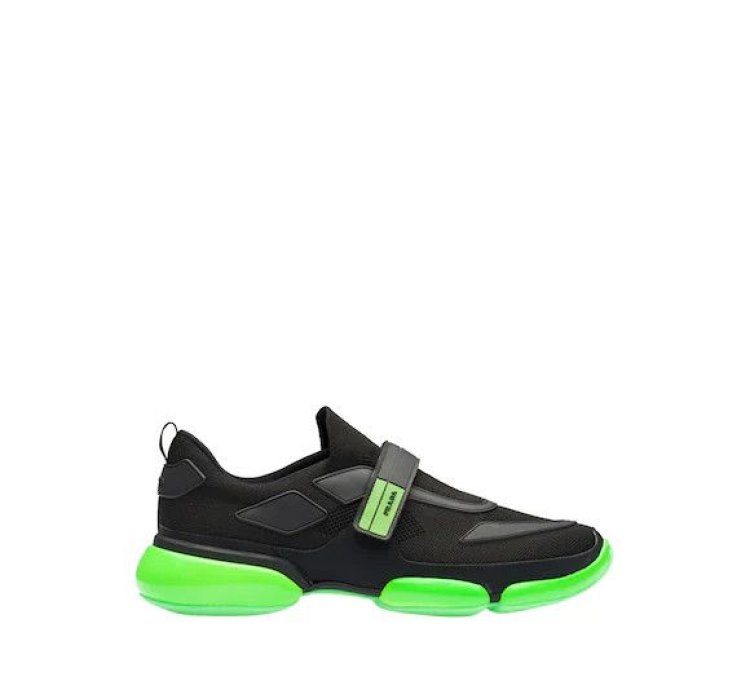 Cloudust Technical Fabric Sneakers In Black Green Color