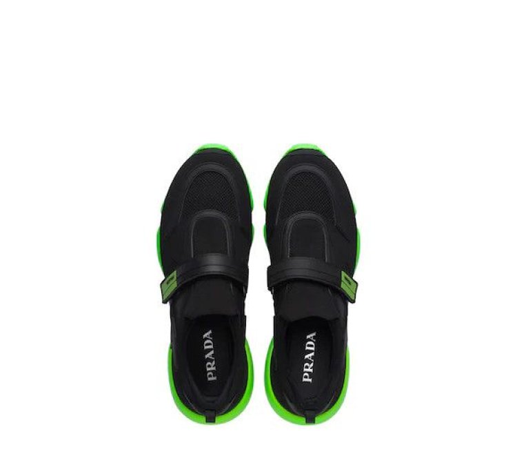 Cloudust Technical Fabric Sneakers In Black Green Color