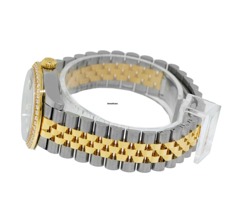 Rolex Datejust 31 31mm 18k Yellow Gold Steel Rhodium Diamond Dial Diamond Bezel 278383