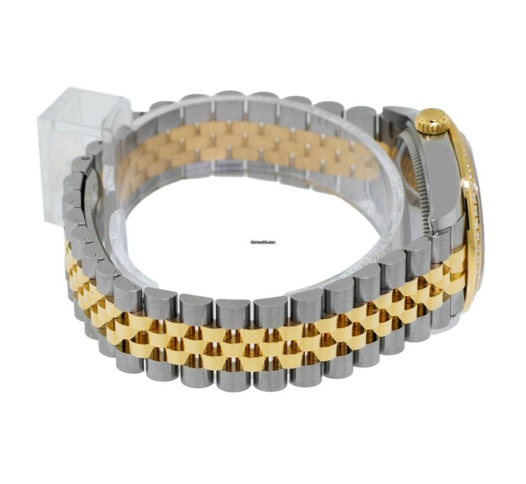 Rolex Datejust 31 31mm 18k Yellow Gold Steel Rhodium Diamond Dial Diamond Bezel 278383
