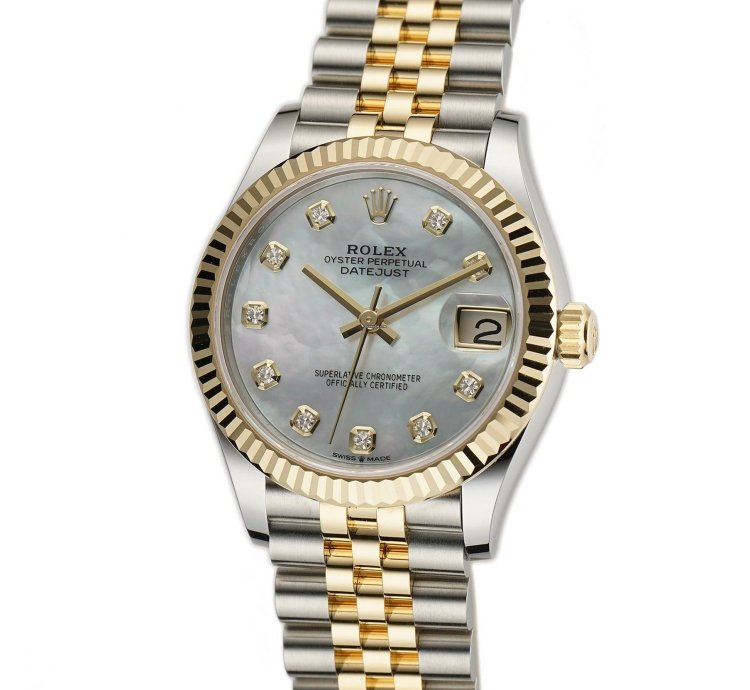 Rolex Datejust 31 31mm Steel And 18k Yg Mop Mother Of Pearl Diamond Dial Jubilee