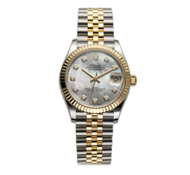 Rolex Datejust 31 31mm Steel And 18k Yg Mop Mother Of Pearl Diamond Dial Jubilee