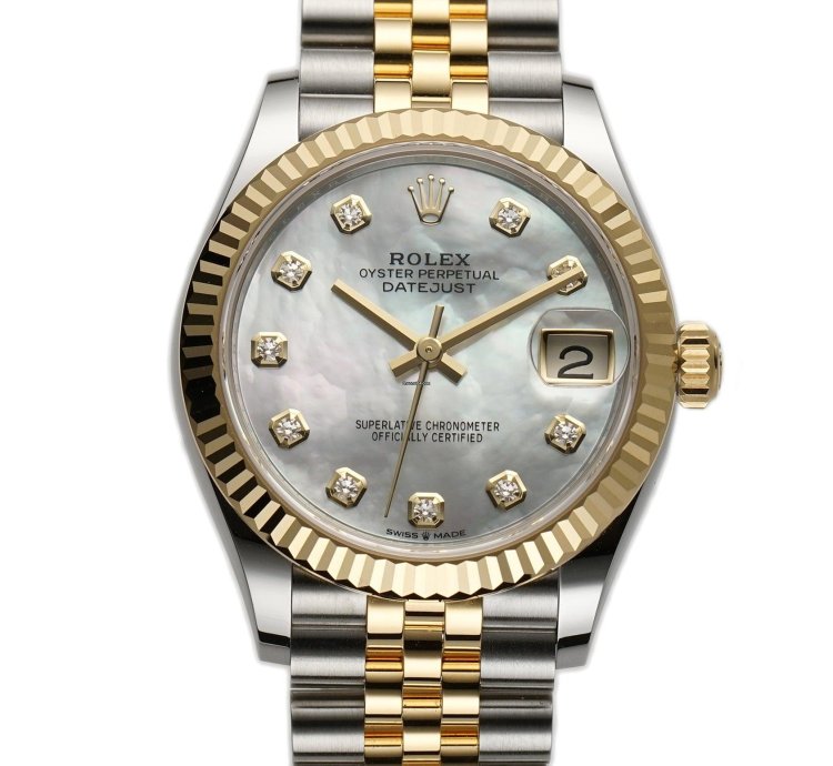Rolex Datejust 31 31mm Steel And 18k Yg Mop Mother Of Pearl Diamond Dial Jubilee