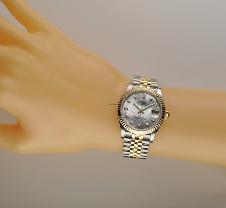 Rolex Datejust 31 31mm Steel And 18k Yg Mop Mother Of Pearl Diamond Dial Jubilee