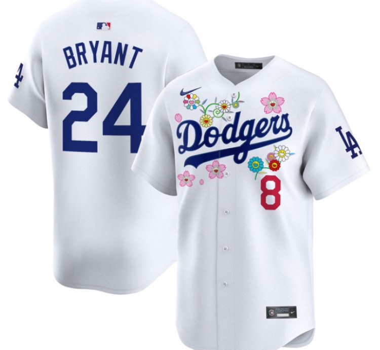 Kobe Bryant Jersey 24 Dodgers X Takashi Murakami 2025 Vapor Limited Stitched White