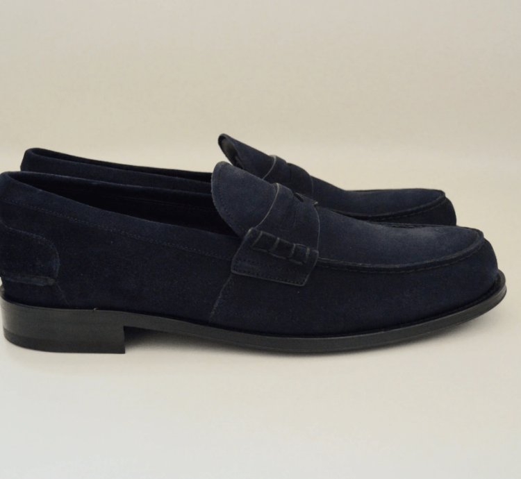Dark Blue Suede Loafers