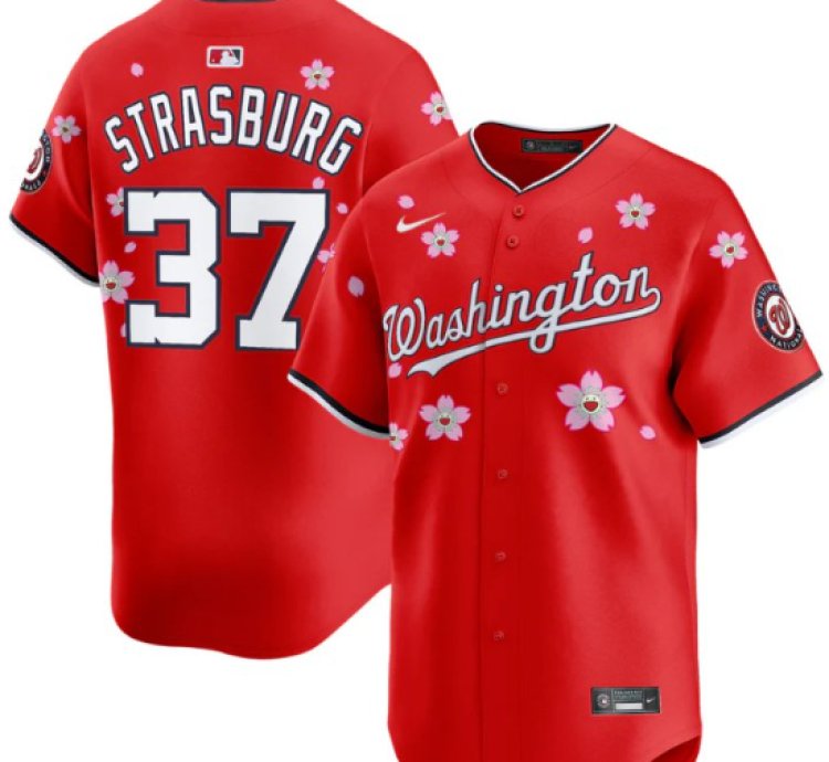 Stephen Strasburg Jersey 37 Washington Nationals Cherry Blossom Vapor Premier Limited Stitched Red