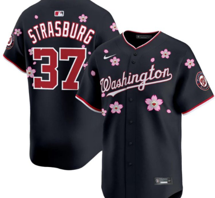 Stephen Strasburg Jersey 37 Washington Nationals Cherry Blossom Vapor Premier Limited Stitched Navy