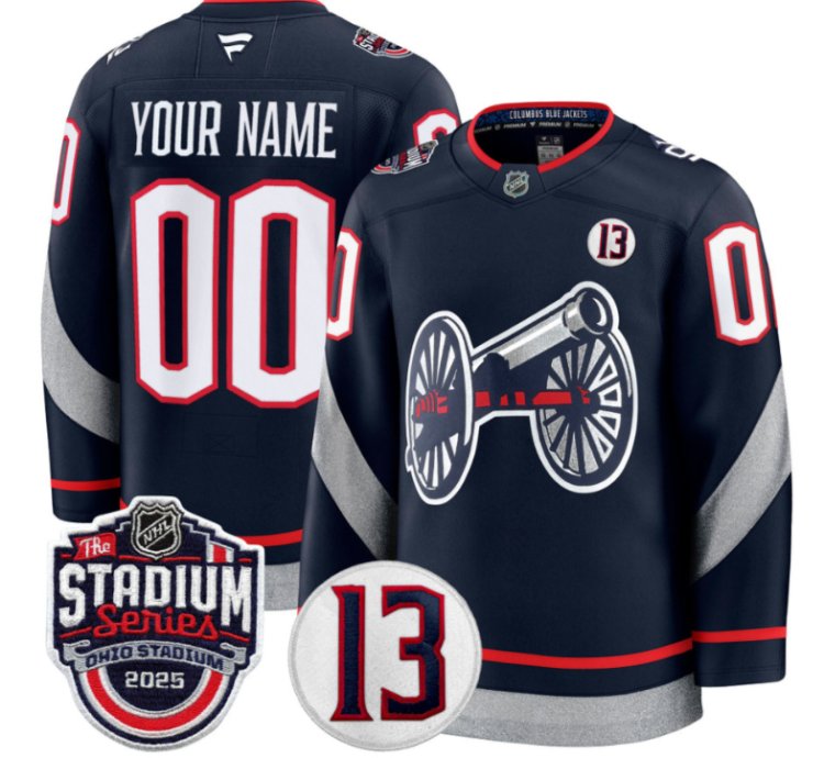 Men Custom Columbus Blue Jackets Jersey 2025 Stadium Series Patch Stitched