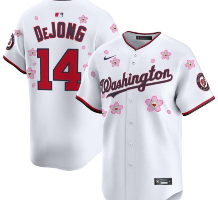 Paul Dejong Jersey 14 Washington Nationals Cherry Blossom Vapor Premier Limited Stitched White