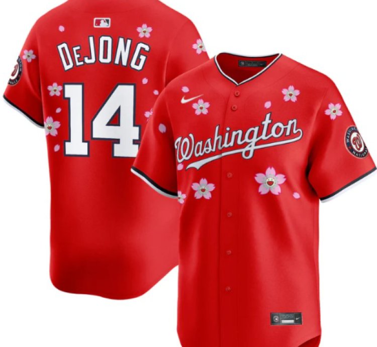 Paul Dejong Jersey 14 Washington Nationals Cherry Blossom Vapor Premier Limited Stitched Red