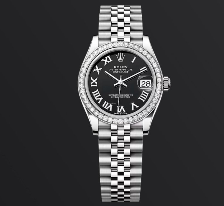 Rolex Datejust 31 New 2024 Black Roman Dial Diamond Bezel Stainless Steel Jubilee