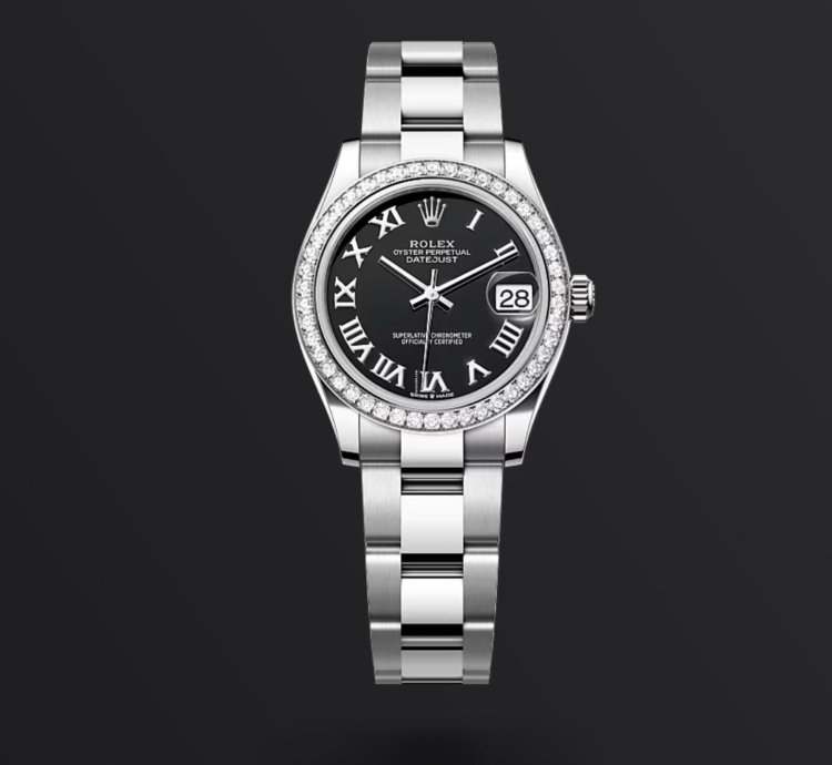 Rolex Datejust 31 New 2024 Black Roman Dial Diamond Bezel Stainless Steel Oyster Bracelet