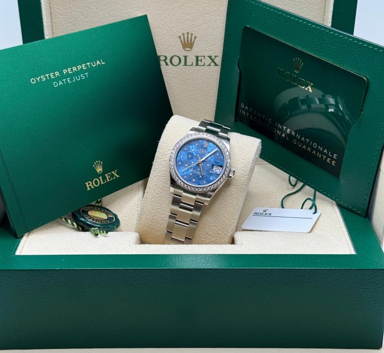 Rolex Datejust 31 New 2024 Blue Floral Diamond Dial Diamond Bezel Stainless Steel Oyster