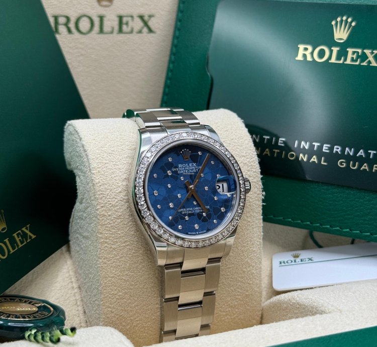 Rolex Datejust 31 New 2024 Blue Floral Diamond Dial Diamond Bezel Stainless Steel Oyster