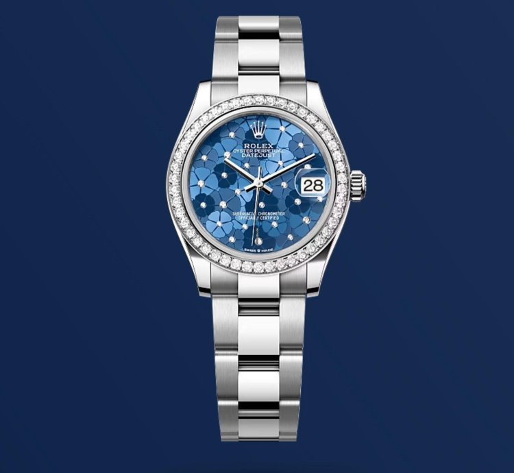 Rolex Datejust 31 New 2024 Blue Floral Scatter Diamond Dial Diamond Bezel Stainless Steel Oyster