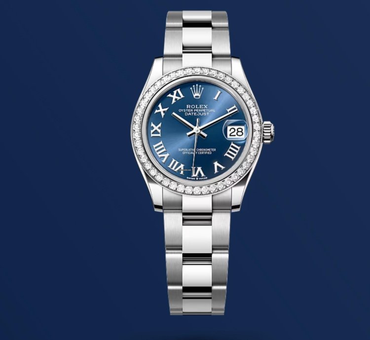 Rolex Datejust 31 New 2024 Blue Roman Dial Diamond Bezel Stainless Steel Oyster Bracelet