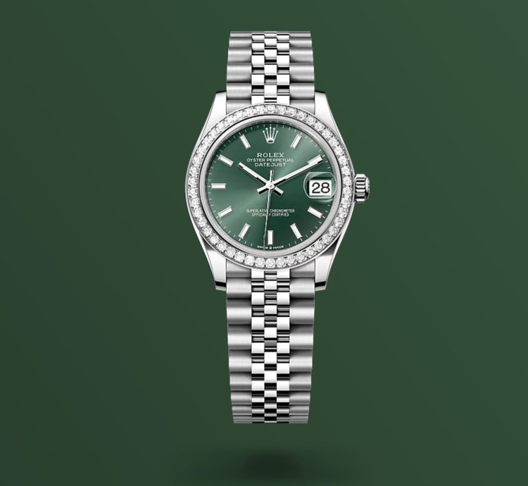 Rolex Datejust 31 New 2024 Green Index Dial Diamond Bezel Stainless Steel Jubilee Bracelet