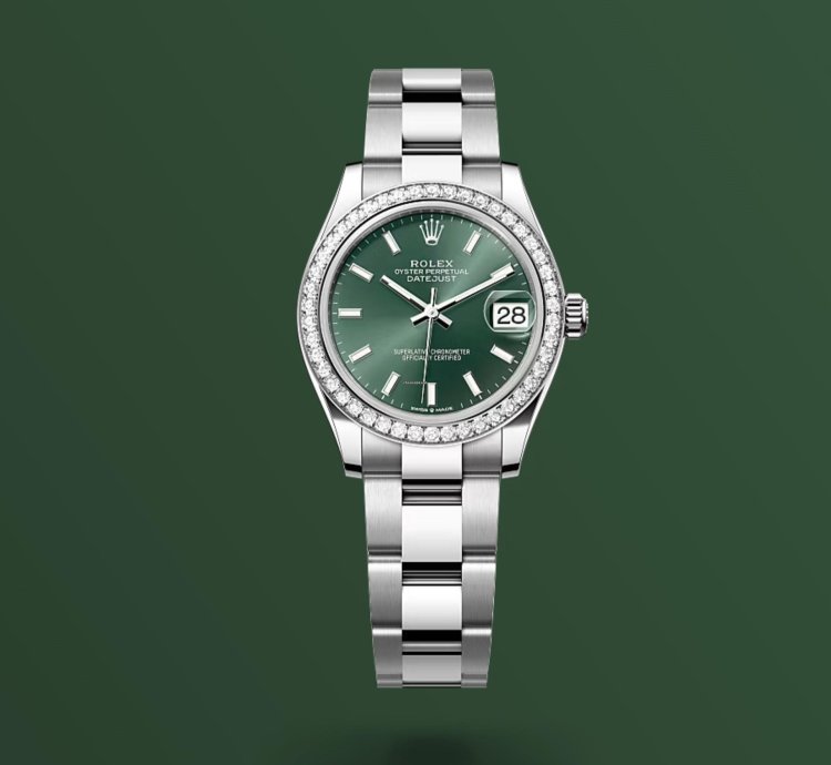 Rolex Datejust 31 New 2024 Green Index Dial Diamond Bezel Stainless Steel Oyster Bracelet